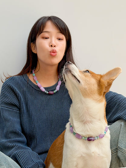 ✨Matching Pet & Owner Jewelry Sets –  Handcrafted Bold Beaded Necklaces - Candy Crush（Violet Haze）