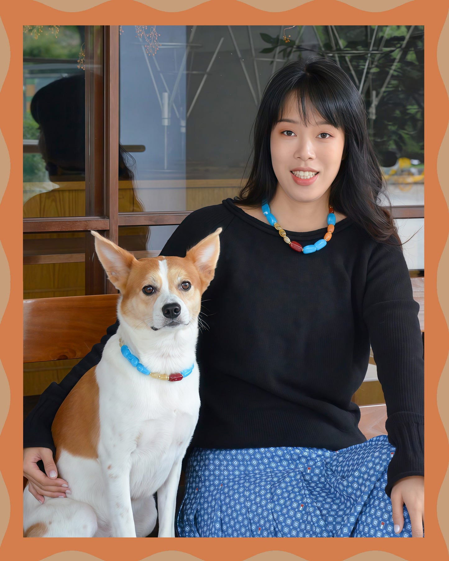 ✨반려동물 &amp; 주인을 위한 매칭 쥬얼리 세트 – 수제 대담한 비즈 목걸이 - 캔디 크러쉬(블루 에게안)