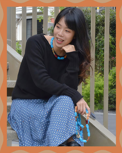 ✨반려동물 &amp; 주인을 위한 매칭 쥬얼리 세트 – 수제 대담한 비즈 목걸이 - 캔디 크러쉬(블루 에게안)