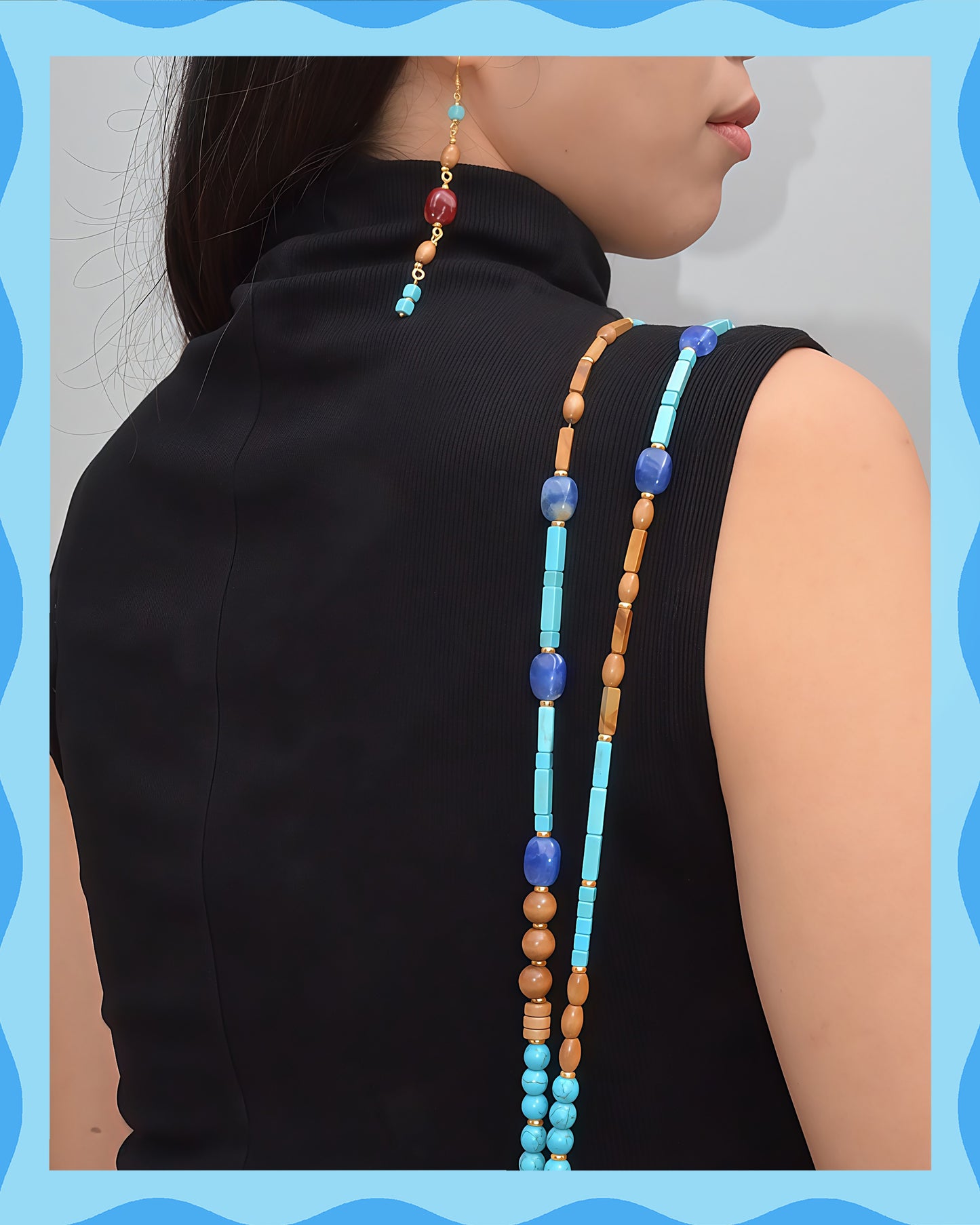 Conjuntos de joyas a juego para mascotas y dueños: hechos a mano con cuentas de color turquesa, adorables por naturaleza (azul lago)