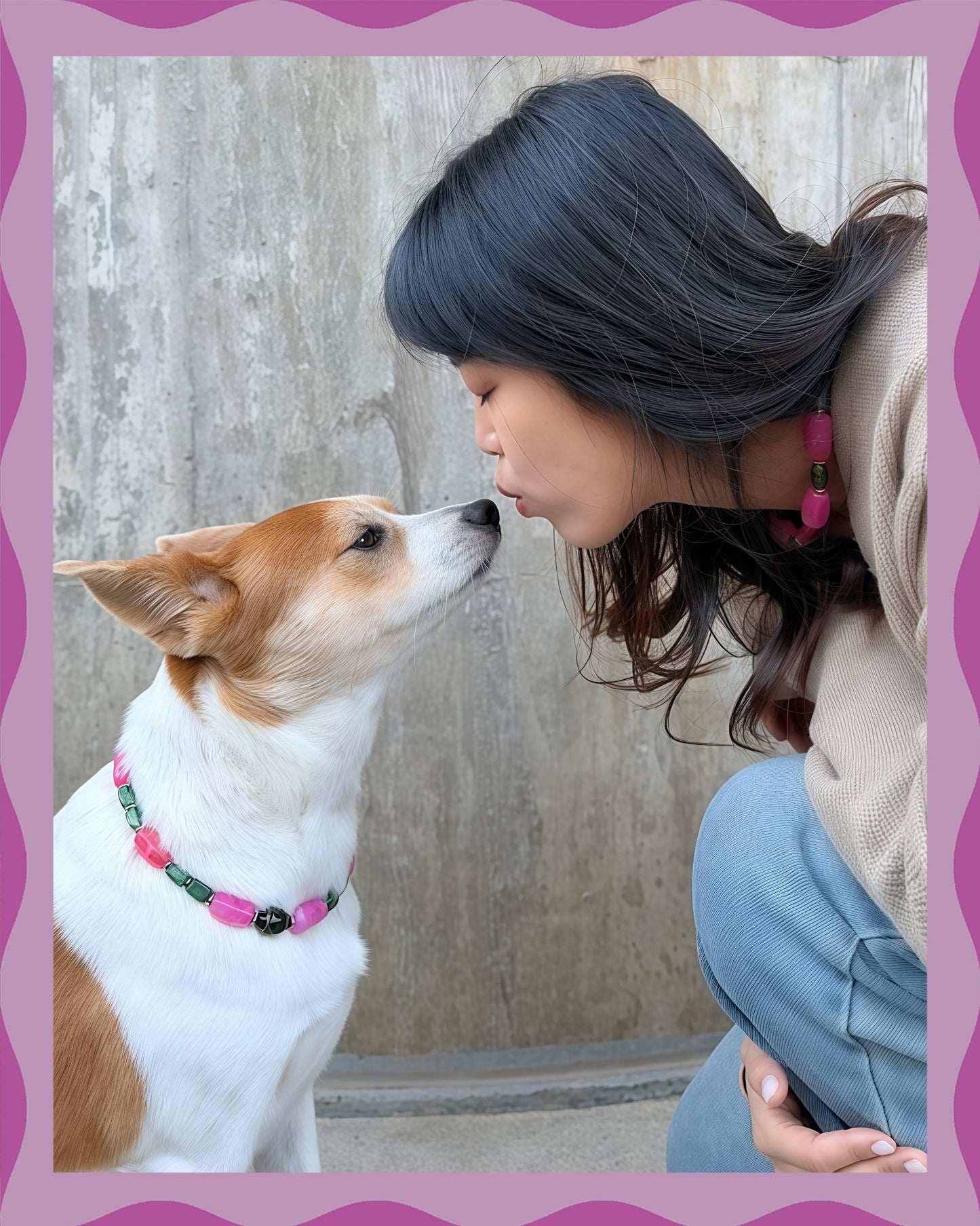 ✨ Pet Jewelry –  Handcrafted Bold Beaded Necklaces -Candy Crush（Blossom Pink）