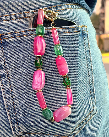 ✨ Human Jewelry –  Handcrafted Bold Beaded Series -Candy Crush（Blossom Pink）