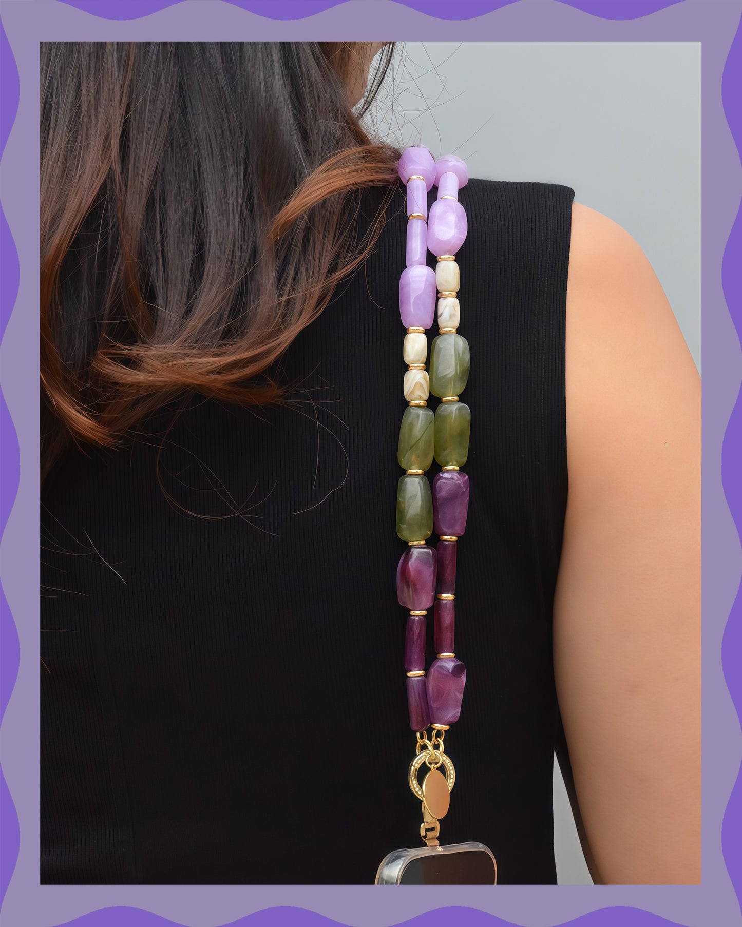 Conjuntos de joyas a juego para mascotas y dueños: collares de cuentas llamativos hechos a mano - Candy Crush (morado terciopelo)