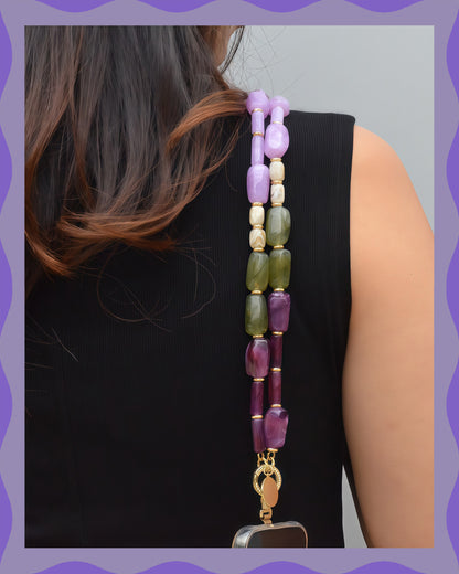 Conjuntos de joyas a juego para mascotas y dueños: collares de cuentas llamativos hechos a mano - Candy Crush (morado terciopelo)