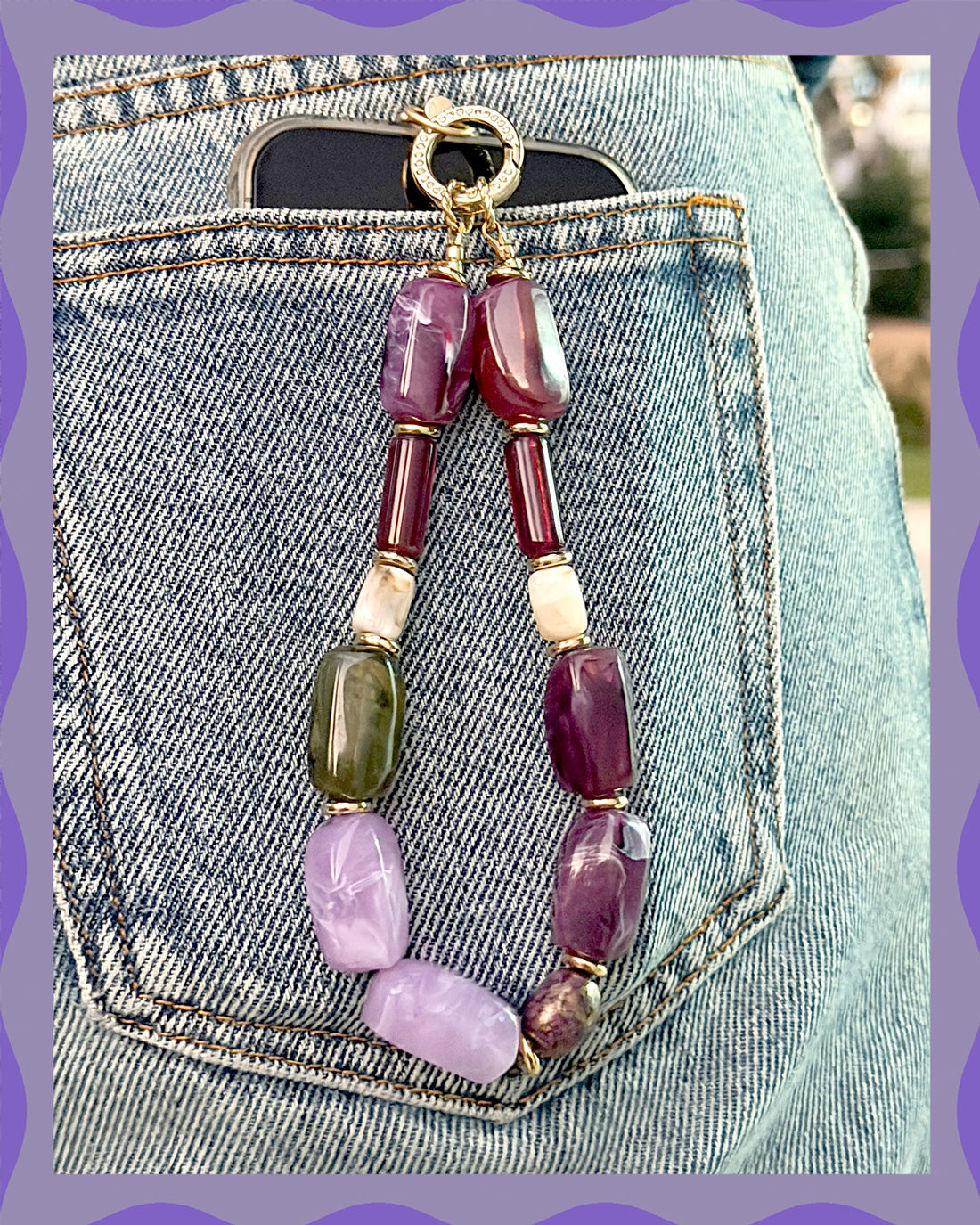 Conjuntos de joyas a juego para mascotas y dueños: collares de cuentas llamativos hechos a mano - Candy Crush (morado terciopelo)