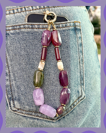 Conjuntos de joyas a juego para mascotas y dueños: collares de cuentas llamativos hechos a mano - Candy Crush (morado terciopelo)