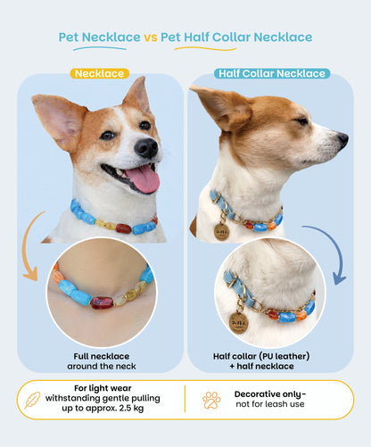 ✨Matching Pet & Owner Jewelry Sets –  Handcrafted Bold Beaded Necklaces - Candy Crush（Blue Aegean）