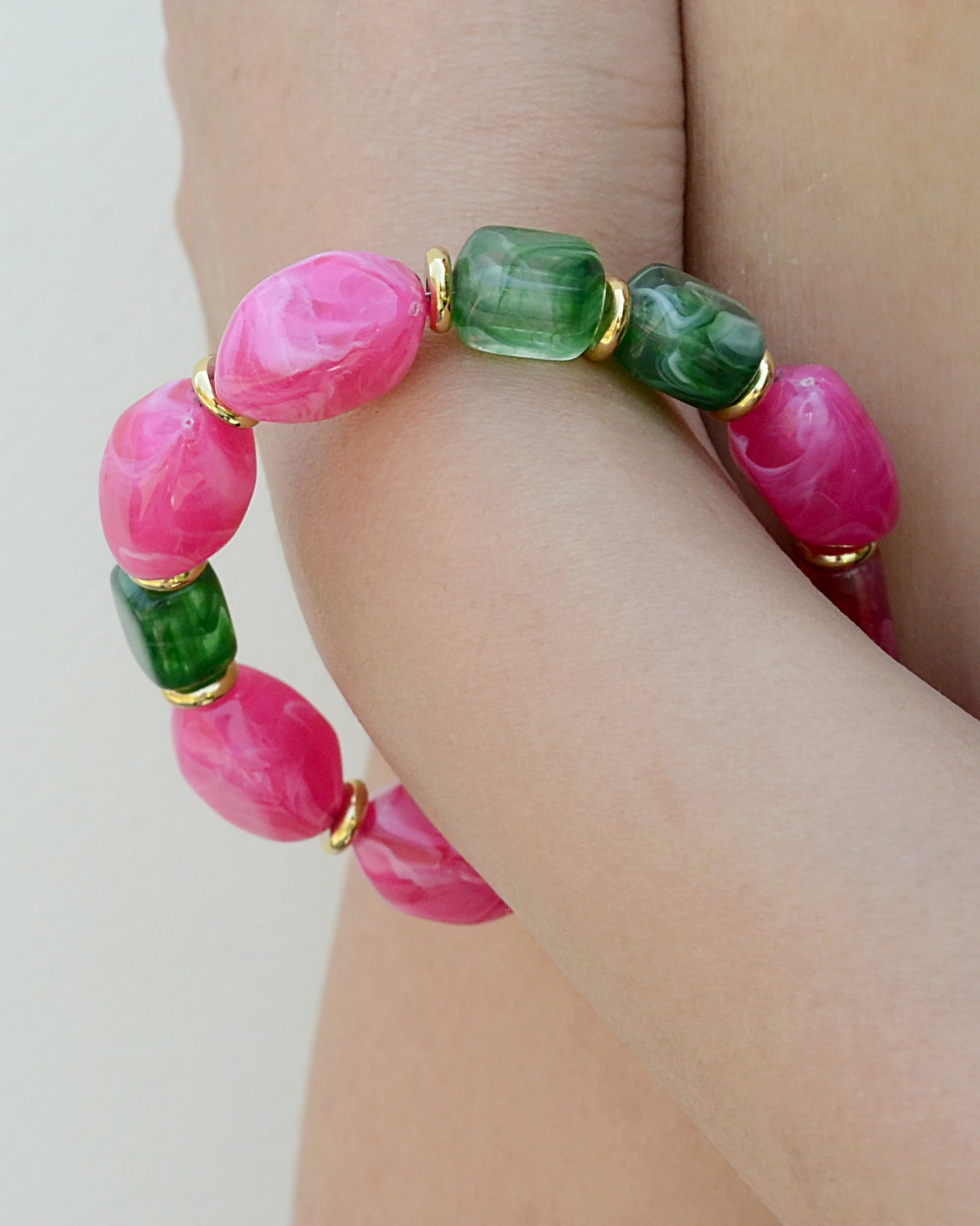 ✨ Human Jewelry –  Handcrafted Bold Beaded Series -Candy Crush（Blossom Pink）