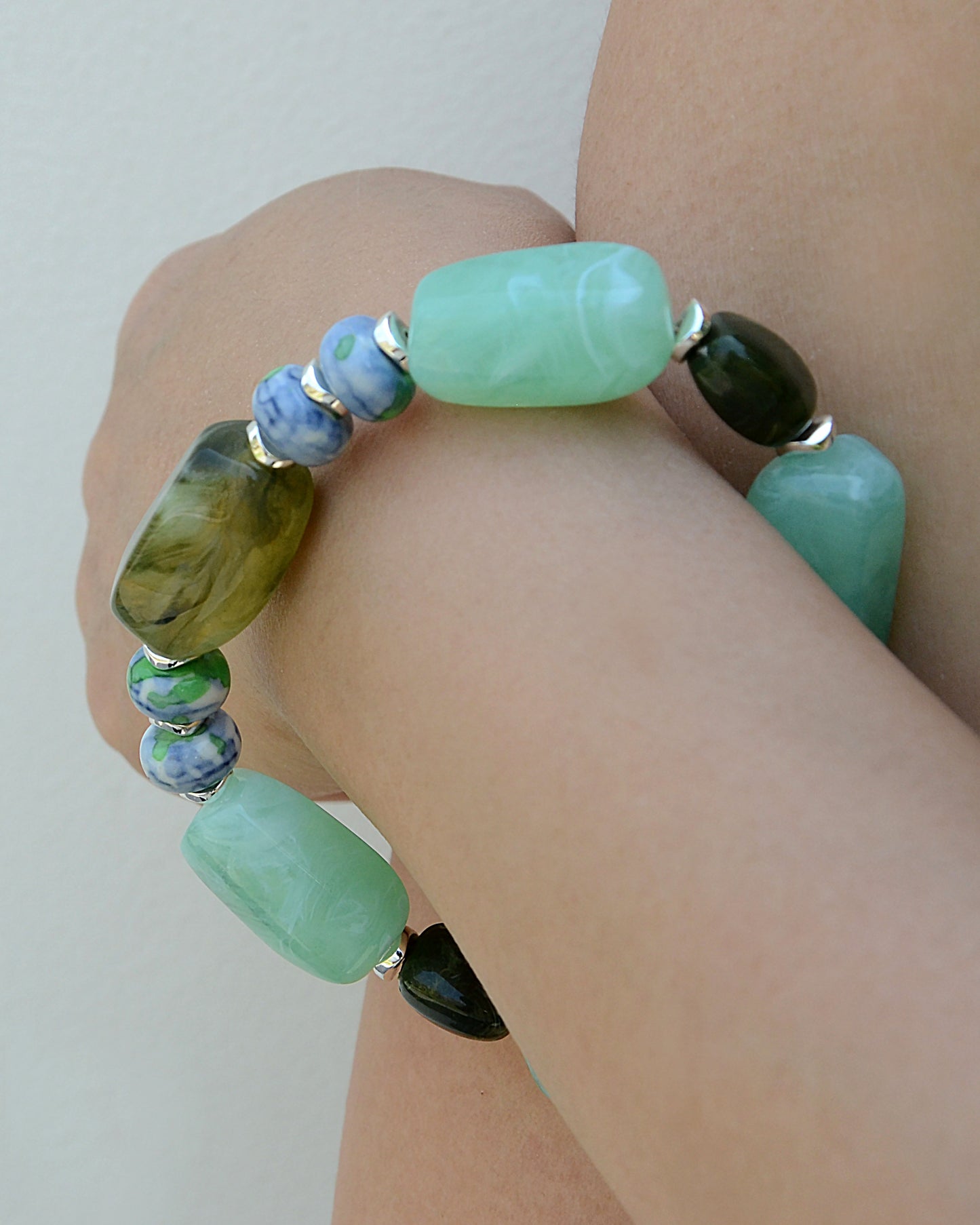 ✨Human Jewelry –  Handcrafted Bold Beaded Series - Candy Crush（Mint Green）