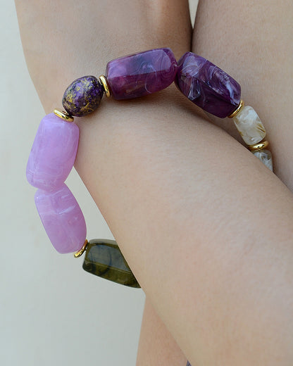 ✨Human Jewelry –  Handcrafted Bold Beaded Series - Candy Crush（Velvet Purple）