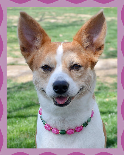 ✨ Pet Jewelry –  Handcrafted Bold Beaded Necklaces -Candy Crush（Blossom Pink）