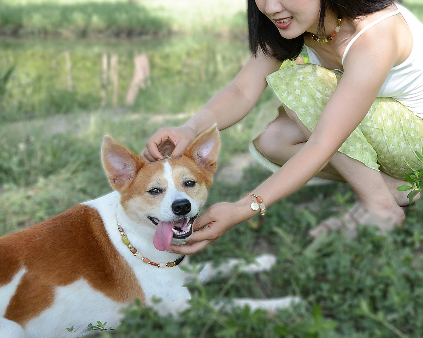 ✨Matching Pet & Owner Jewelry Sets – Handmade with Southeast Asian Beads & Organic Coconut Discs Necklace– Cute by Nature (Sepia Drop)