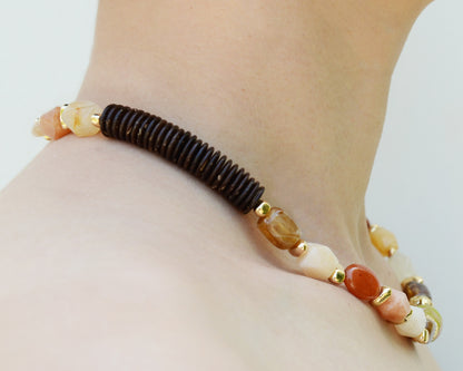 ✨Matching Pet & Owner Jewelry Sets – Handmade with Southeast Asian Beads & Organic Coconut Discs Necklace– Cute by Nature (Sepia Drop)