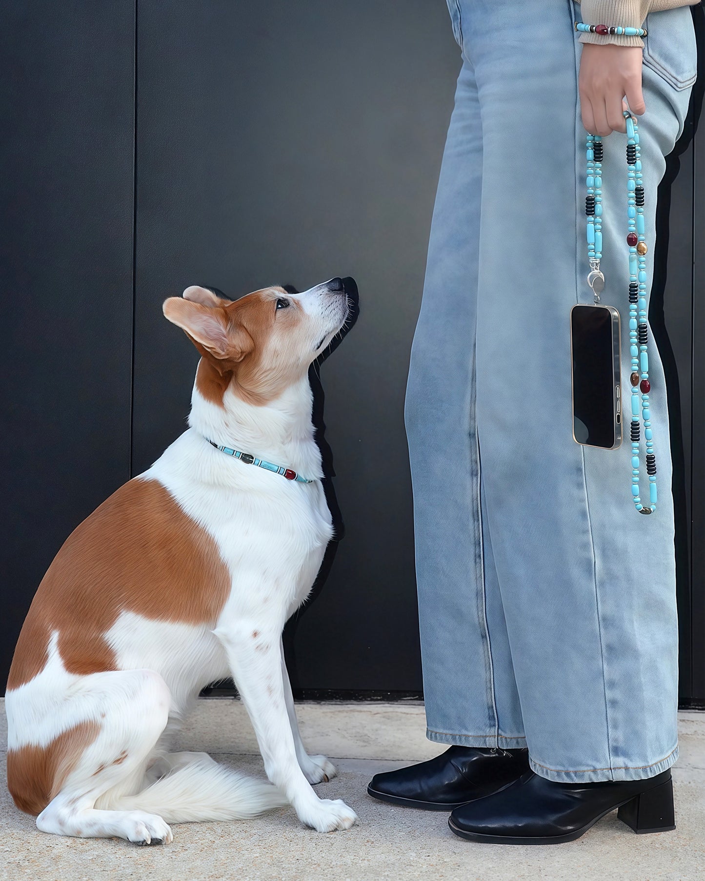 ✨Matching Pet & Owner Jewelry Sets – Handmade with Turquoise Colored Beads Necklace – Cute by Nature (Nomad Sky）