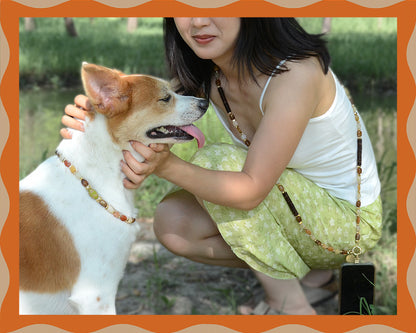 ✨Matching Pet & Owner Jewelry Sets – Handmade with Southeast Asian Beads & Organic Coconut Discs – Cute by Nature (Sepia Drop)