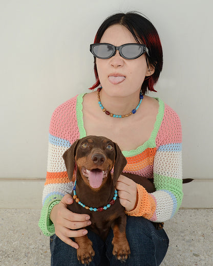 ✨ Pet Jewelry – Handmade with Turquoise Colored Beads Necklace – Cute by Nature (Lake Blue)