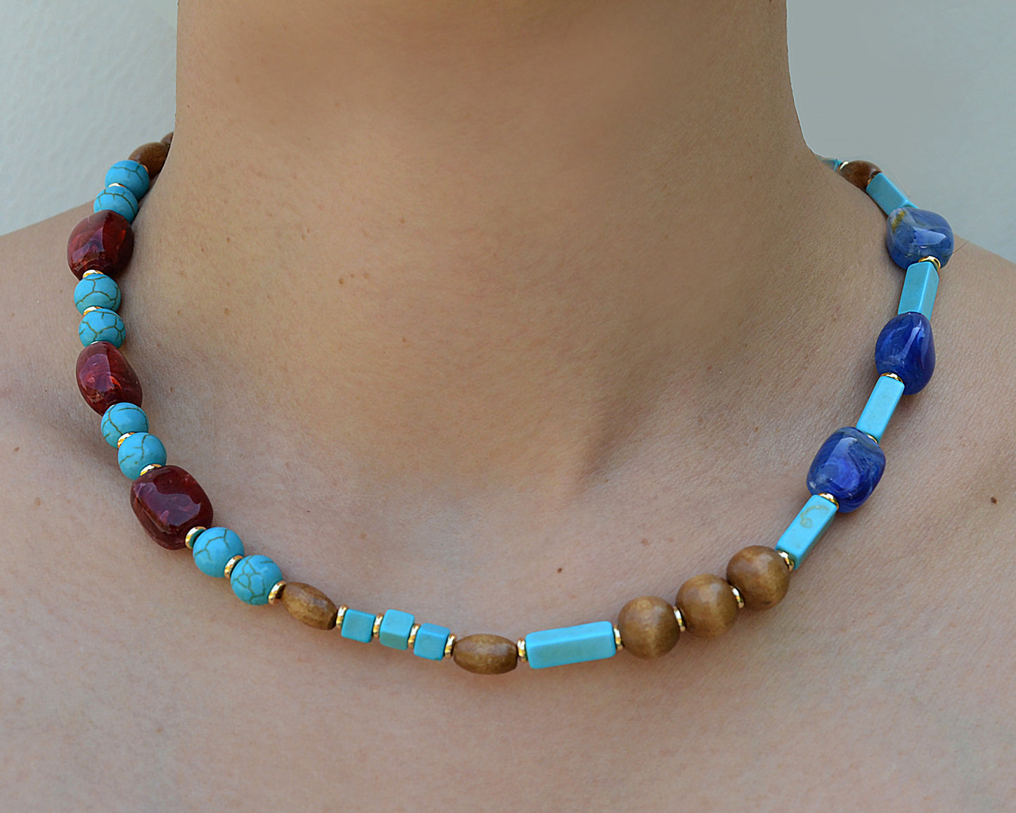 ✨Matching Pet & Owner Jewelry Sets – Handmade with Turquoise Colored Beads Necklace – Cute by Nature (Lake Blue)