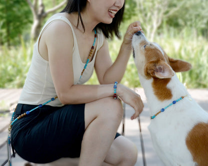 ✨Matching Pet & Owner Jewelry Sets – Handmade with Turquoise Colored Beads Necklace – Cute by Nature (Lake Blue)