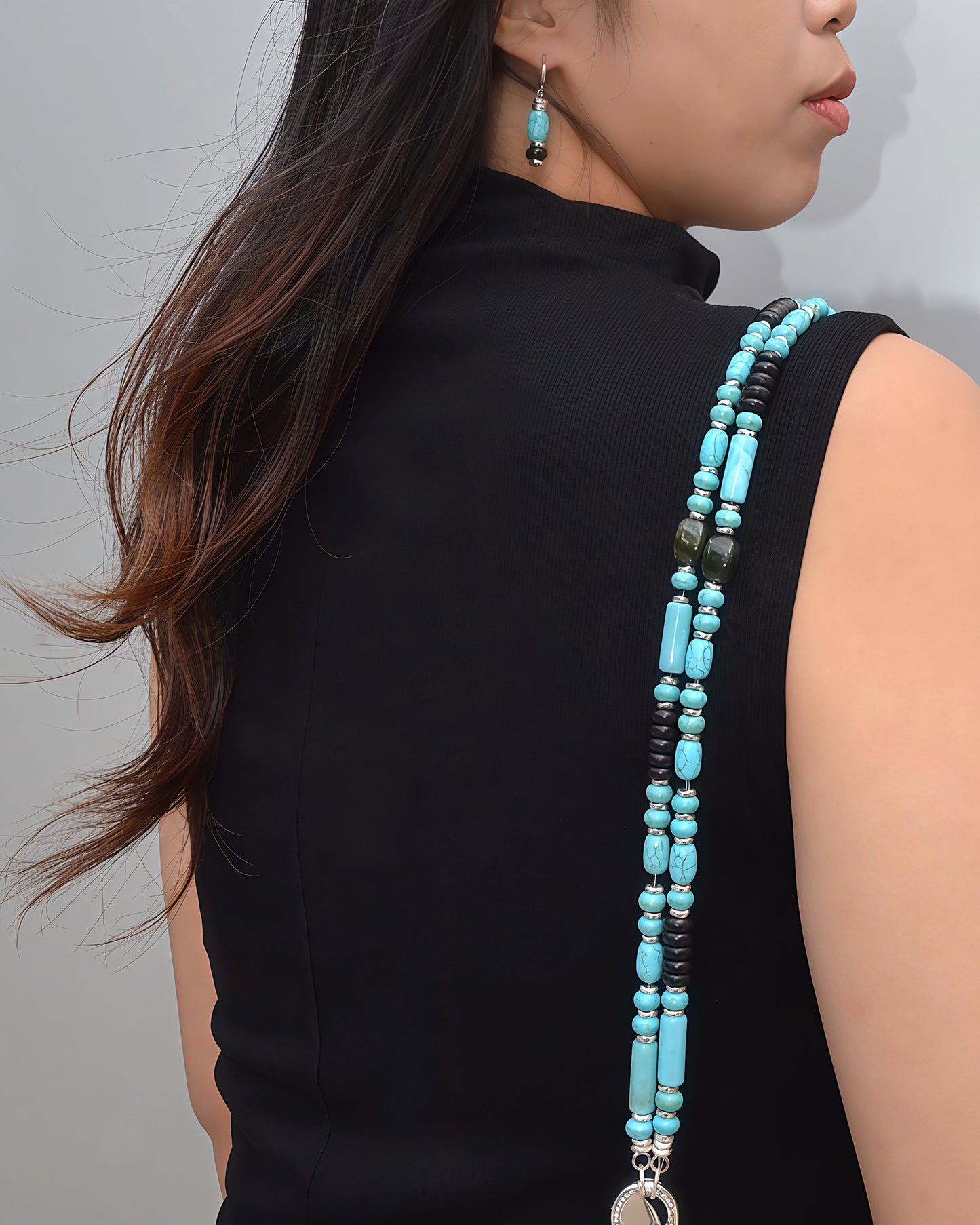 ✨Matching Pet & Owner Jewelry Sets – Handmade with Turquoise Colored Beads Necklace – Cute by Nature (Nomad Sky）