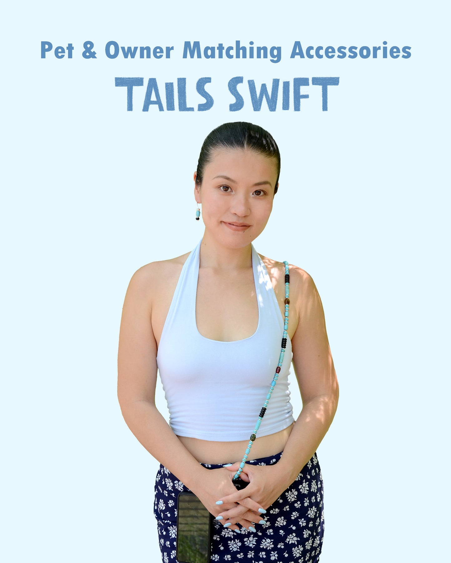 ✨Matching Pet & Owner Jewelry Sets – Handmade with Turquoise Colored Beads Necklace – Cute by Nature (Nomad Sky）