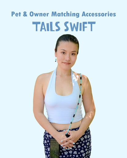 ✨Matching Pet & Owner Jewelry Sets – Handmade with Turquoise Colored Beads Necklace – Cute by Nature (Nomad Sky）