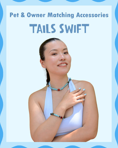 ✨Matching Pet & Owner Jewelry Sets – Handmade with Turquoise Colored Beads – Cute by Nature (Nomad Sky）