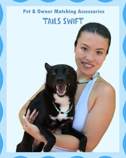 ✨Pet Jewelry – Handmade with Turquoise Colored Beads Necklace – Cute by Nature (Nomad Sky）