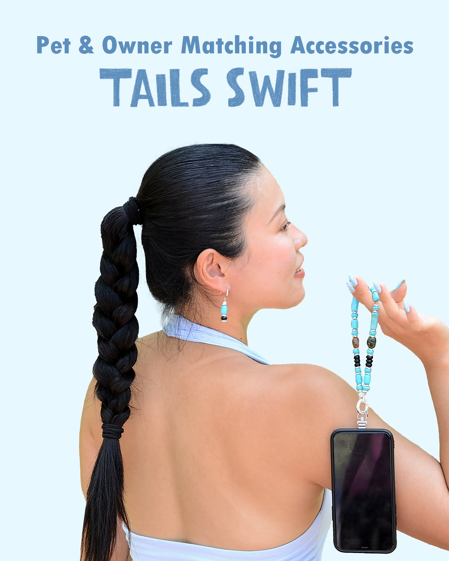 ✨Matching Pet & Owner Jewelry Sets – Handmade with Turquoise Colored Beads Necklace – Cute by Nature (Nomad Sky）