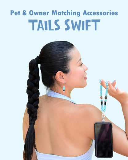 ✨Matching Pet & Owner Jewelry Sets – Handmade with Turquoise Colored Beads Necklace – Cute by Nature (Nomad Sky）